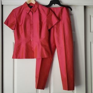 ANN TAYLOR two-piece silk pantsuit ensemble